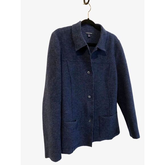 Land’s End 14T Boiled Wool Button Down Sweater Jacket, Cardigan, Blazer Style - Picture 1 of 12